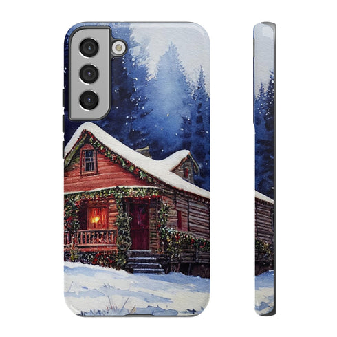 Cozy Christmas Cabin in the Snow - Impact Resistant Phone Case Samsung Galaxy S22 Plus Glossy